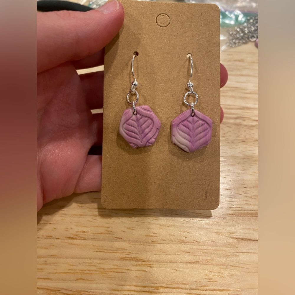 Pink Hexagon Polymer Clay Earrings